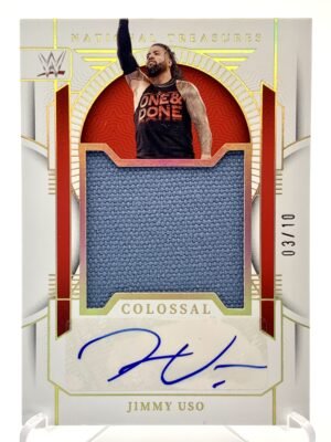 2024 Panini National Treasures – Jimmy Uso - Colossal Mat Material Holo Gold Auto Relic - 03/10 - WWE